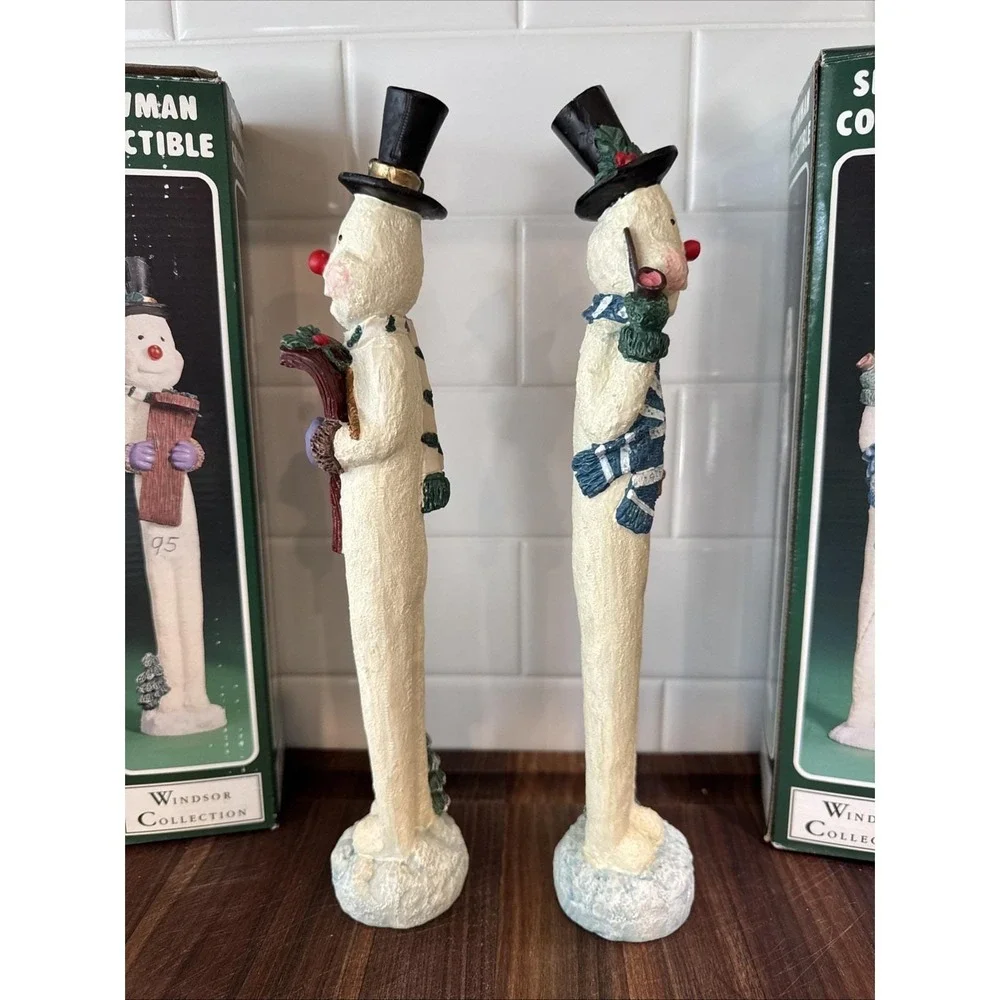 VTG Lot 2 Christmas Snowman Tall Figurine Resin 1994 Windsor‎ Collection 12